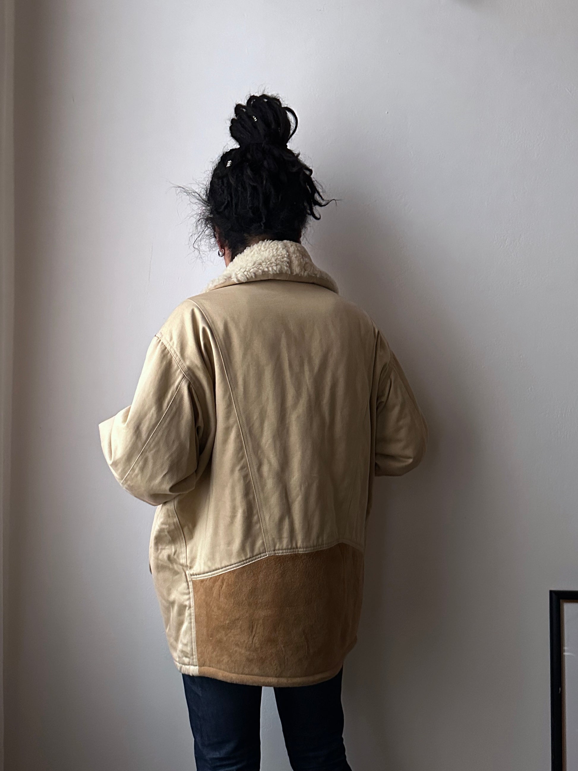 1980's Mouton Jacket France French 80年代  Vintage Toto Praha Vintage clothing store Antique shop 80年代 フランス古着 ユーロ古着 プラハ 古着屋 古着 古着卸 フランス買い付け ムートン ショールカラー Chevignon