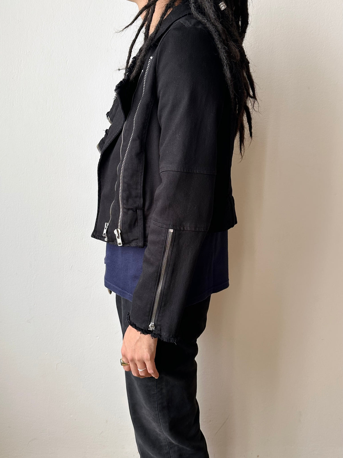 HELMUT LANG cotton biker jacket made in USA