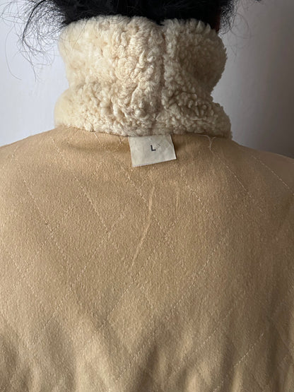 1980's Mouton Jacket France French 80年代  Vintage Toto Praha Vintage clothing store Antique shop 80年代 フランス古着 ユーロ古着 プラハ 古着屋 古着 古着卸 フランス買い付け ムートン ショールカラー Chevignon