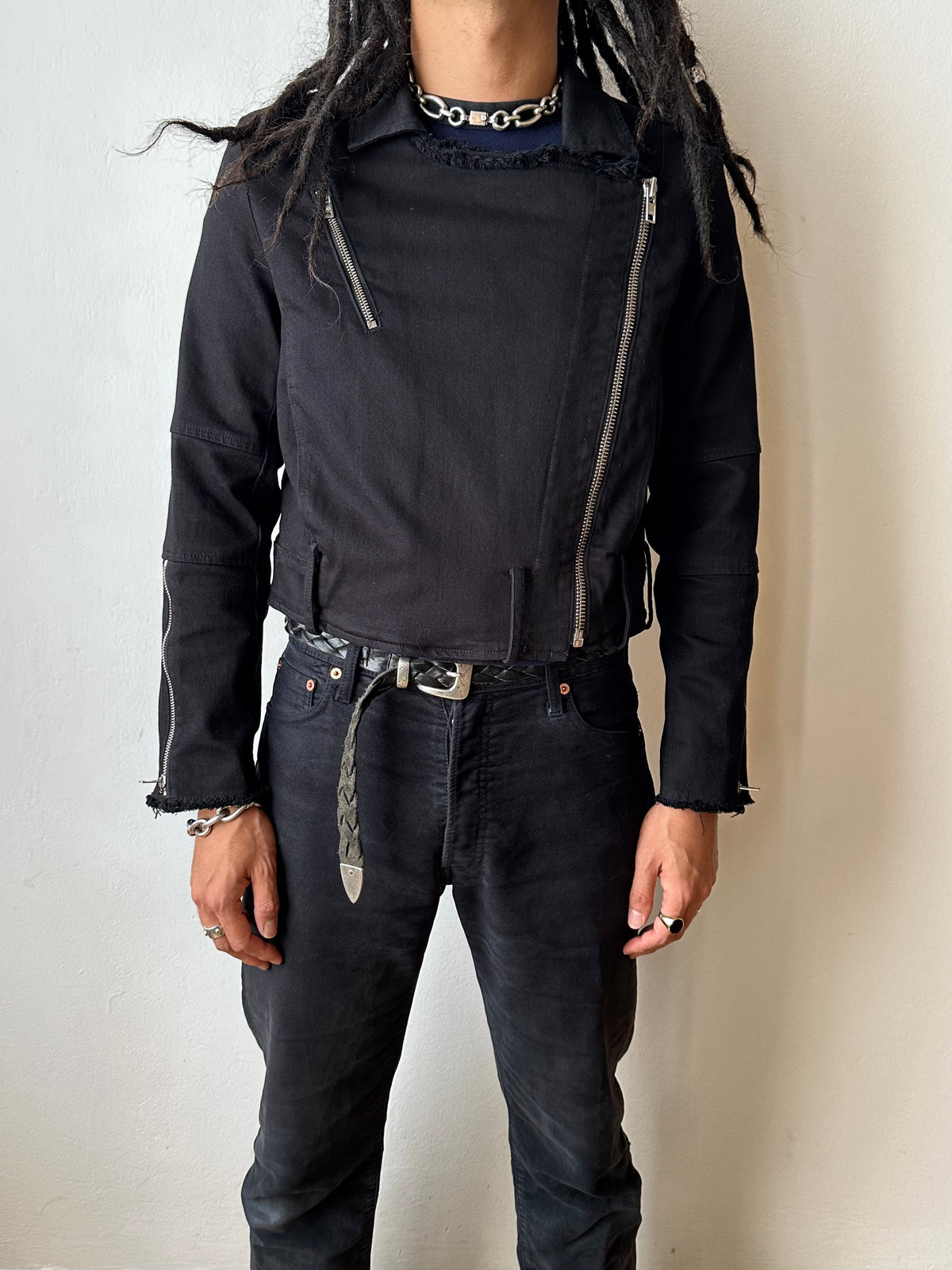 HELMUT LANG cotton biker jacket made in USA