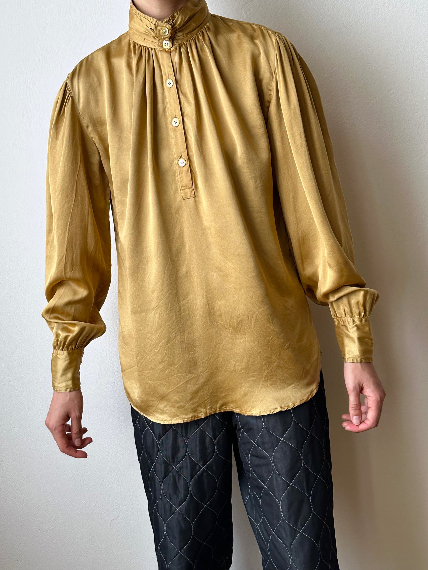 1980s Giorgio Armani champagne silk blouse