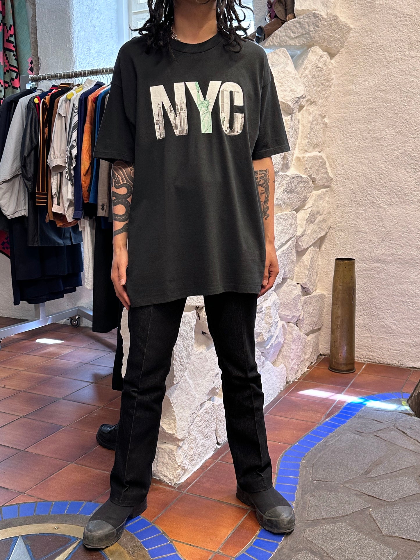 NYC ニューヨーク Tee Tシャツ T-shirt 1990's 90's 90年代 Toto Praha Prague Vintage clothing store Antique shop プラハ 古着屋 古着 イタリア製 ユーロ古着 アンティークショップ ヨーロッパ古着 古着卸