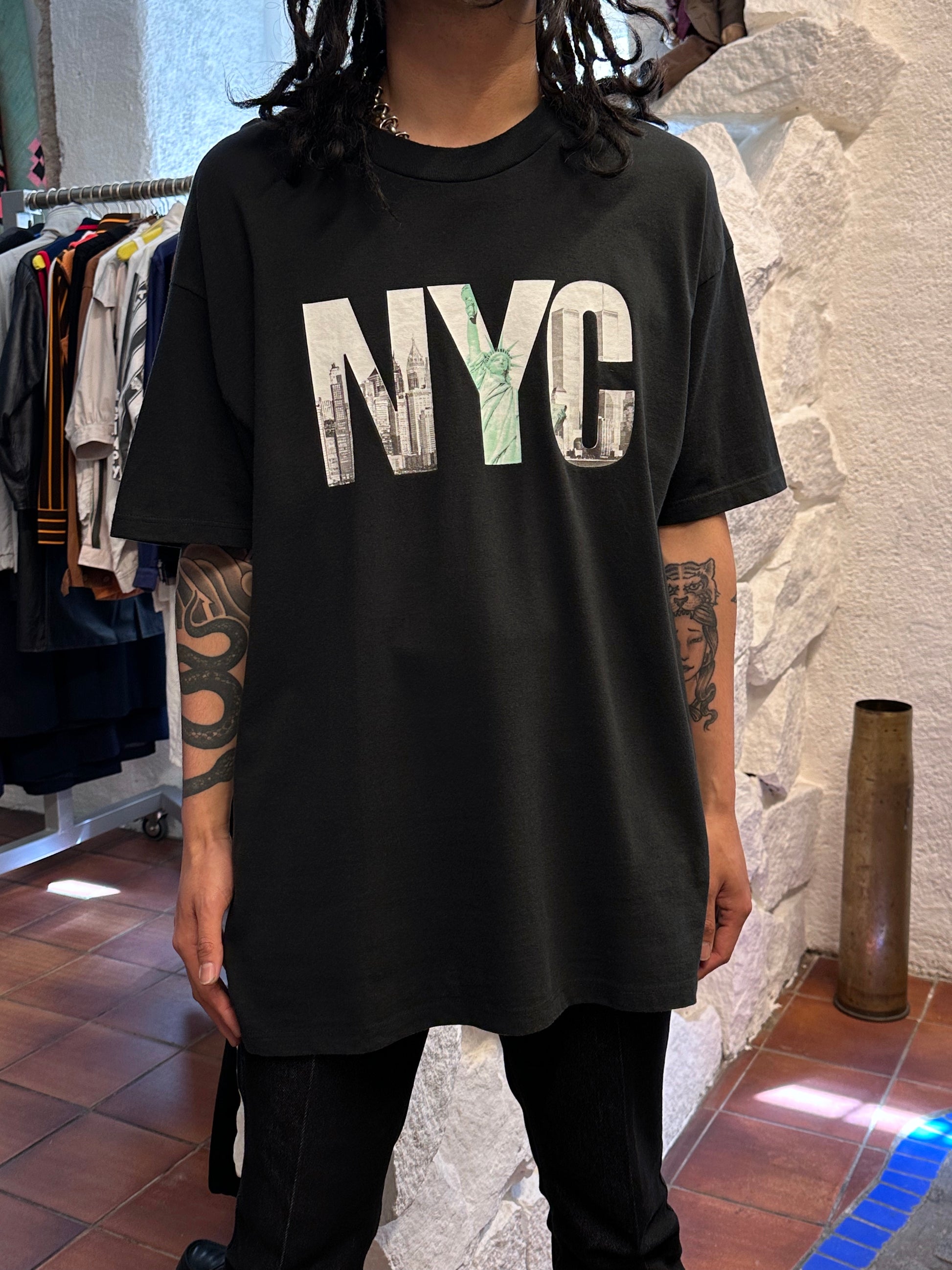NYC ニューヨーク Tee Tシャツ T-shirt 1990's 90's 90年代 Toto Praha Prague Vintage clothing store Antique shop プラハ 古着屋 古着 イタリア製 ユーロ古着 アンティークショップ ヨーロッパ古着 古着卸