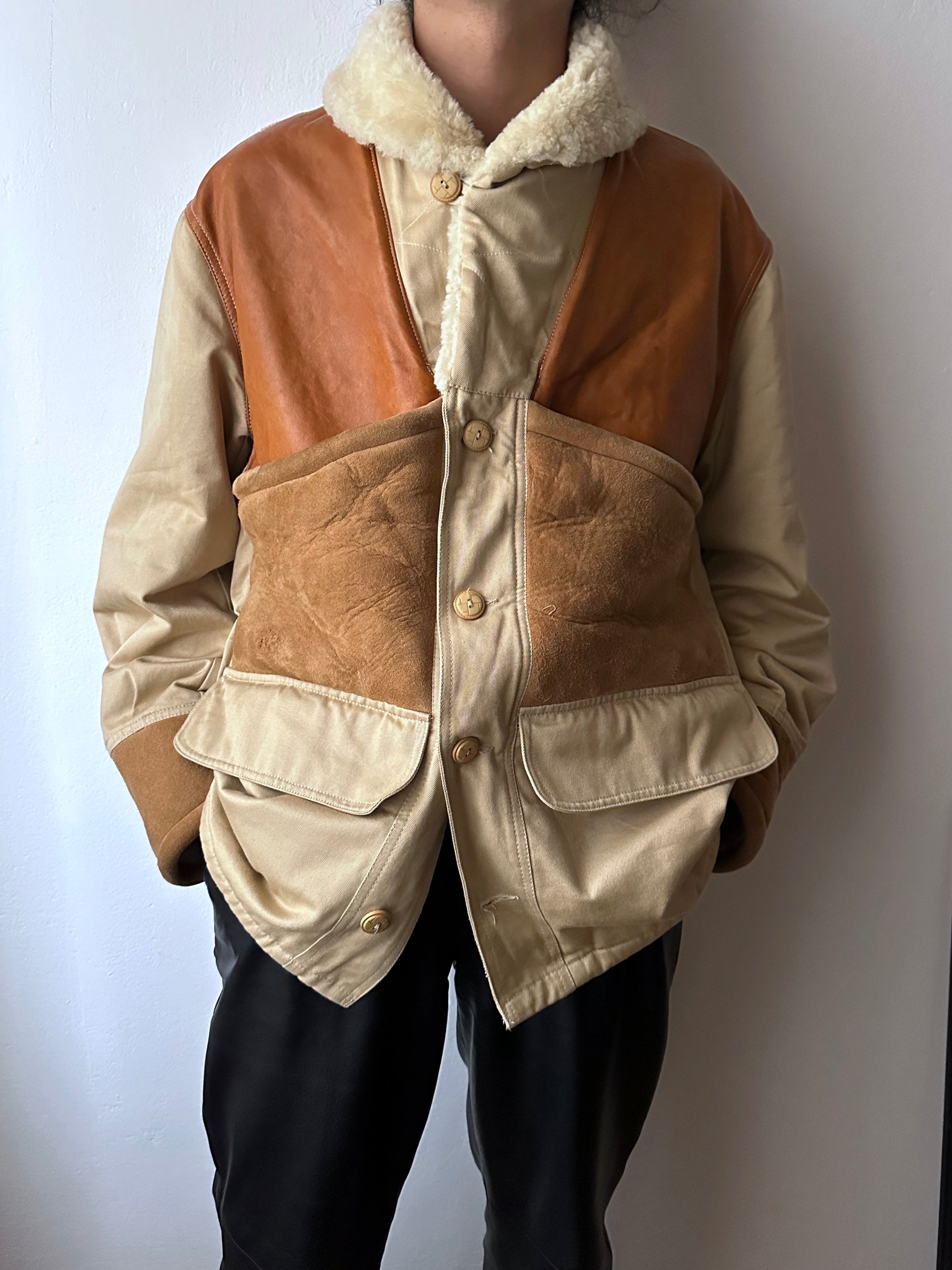 1980's Mouton Jacket France French 80年代  Vintage Toto Praha Vintage clothing store Antique shop 80年代 フランス古着 ユーロ古着 プラハ 古着屋 古着 古着卸 フランス買い付け ムートン ショールカラー Chevignon
