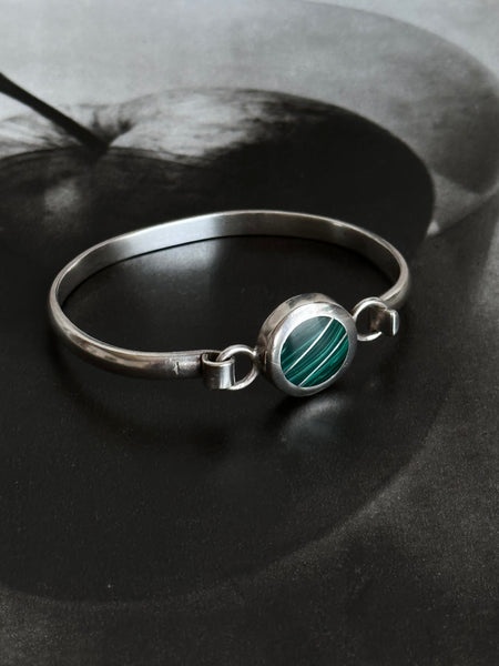 mexican taxco silver 925 sterling mexico jewelry accessory bangle bracelet malachite メキシカン ジュエリー メキシコ タスコ シルバー バングル ブレスレット マラカイト ヴィンテージ