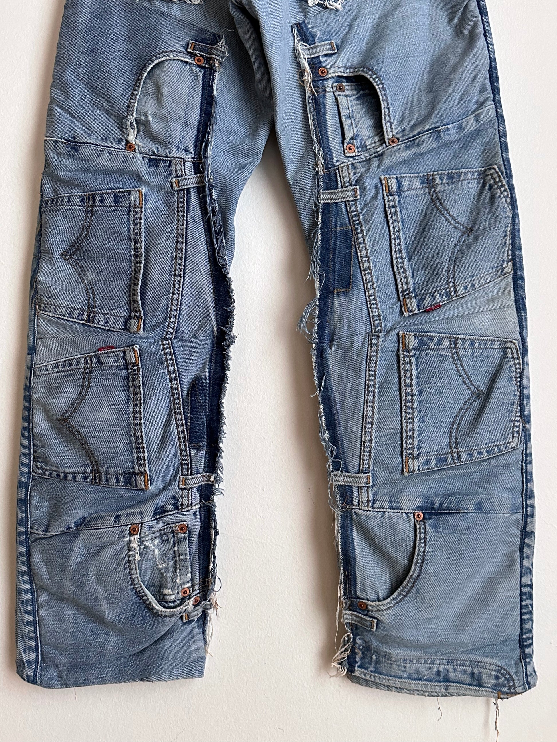 Vintage Levi's crazy patch worked denim trousers 90's 90年代 ヴィンテージ リーバイス パッチワーク  デニム Toto 古着 プラハ ユーロ古着  ヨーロッパ古着 Praha Prague Vintage store 古着屋 古着卸 フランス買い付け