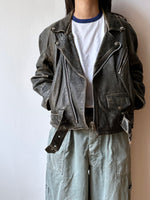 90s aged nappa leather biker jacket