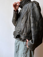 90s aged nappa leather biker jacket