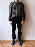 90s aged nappa leather biker jacket