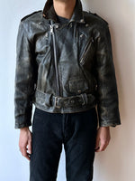 90s aged nappa leather biker jacket