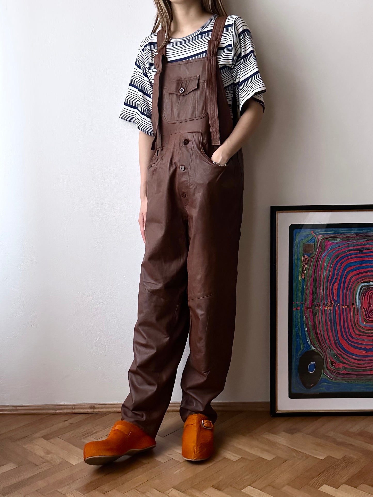 Scandinavian workwear leather overalls