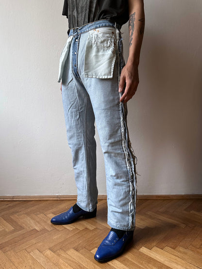 Vintage Levi's crazy patch worked denim trousers 90's 90年代 ヴィンテージ リーバイス パッチワーク  デニム Toto 古着 プラハ ユーロ古着  ヨーロッパ古着 Praha Prague Vintage store 古着屋 古着卸 フランス買い付け