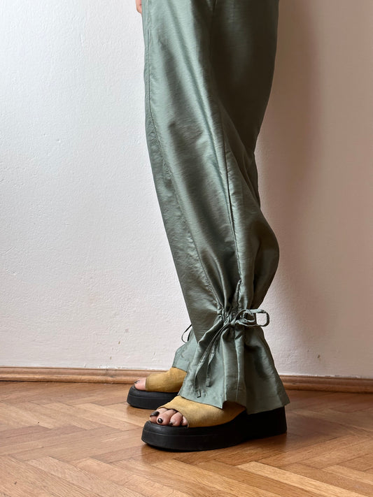 luster green drawstring pants