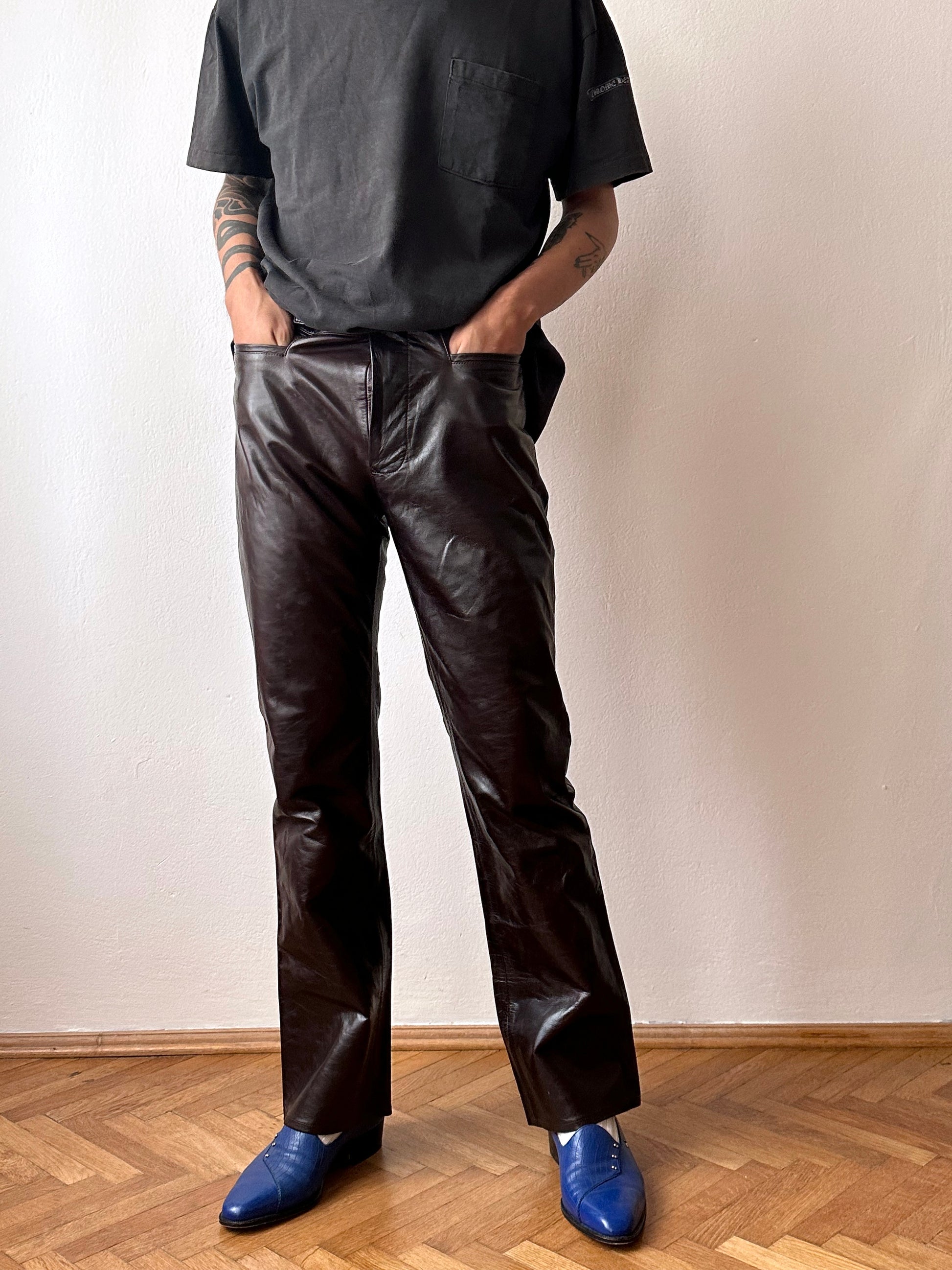 Vintage Leather pants trousers レザーパンツ Toto プラハ 古着屋 ヴィンテージ 古着 レザパン 70's 70年代 Made in Italy イタリア製 イタリア古着  ユーロ古着 ヨーロッパ古着 古着卸 Praha Prague Vintage store 