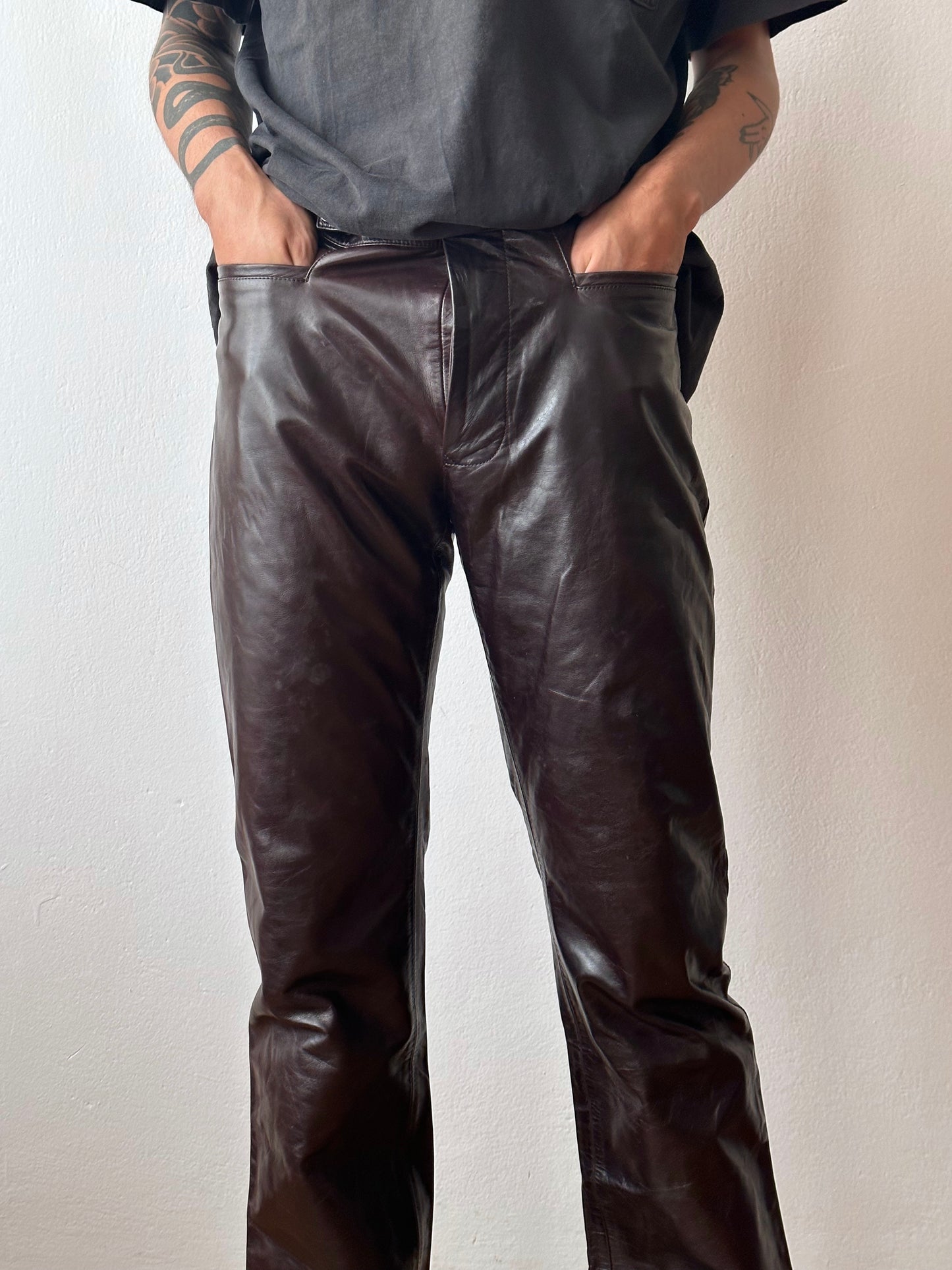 Vintage Leather pants trousers レザーパンツ Toto プラハ 古着屋 ヴィンテージ 古着 レザパン 70's 70年代 Made in Italy イタリア製 イタリア古着  ユーロ古着 ヨーロッパ古着 古着卸 Praha Prague Vintage store 