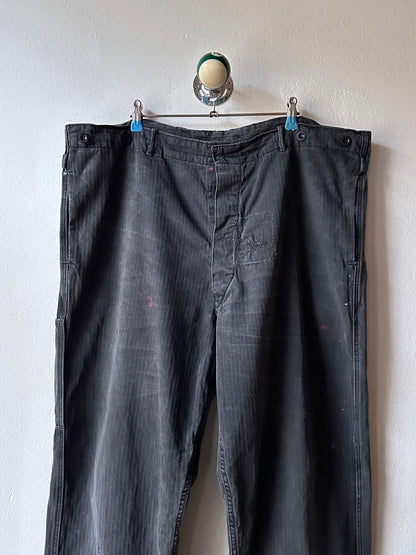 Black 黒 1980's East German work trousers 東ドイツ ワークパンツ 80年代 ヘリンボーン Vintage ヴィンテージ Toto Praha Antique shop Vintage clothing store Prague 古着屋 アンティークショップ ユーロ古着 ヨーロッパ古着 古着卸