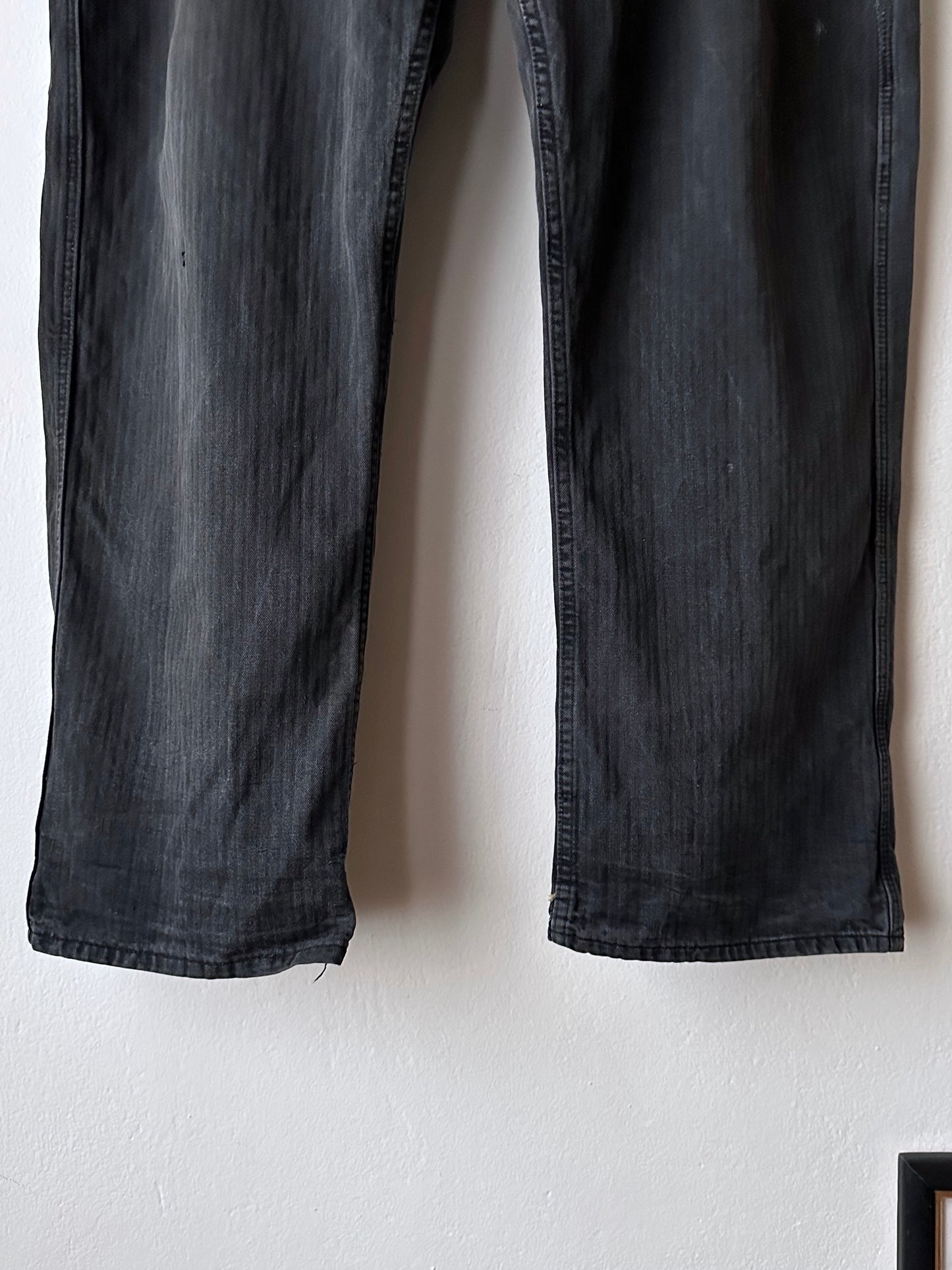 Black 黒 1980's East German work trousers 東ドイツ ワークパンツ 80年代 ヘリンボーン Vintage ヴィンテージ Toto Praha Antique shop Vintage clothing store Prague 古着屋 アンティークショップ ユーロ古着 ヨーロッパ古着 古着卸