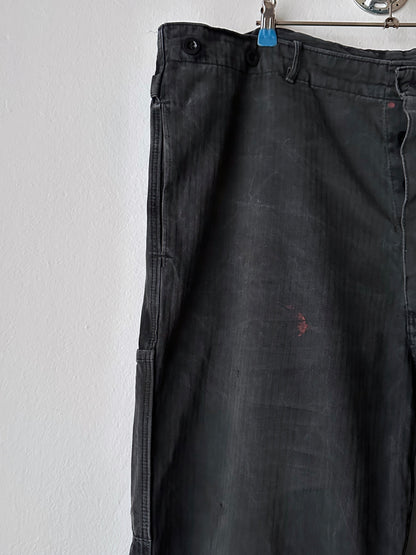 Black 黒 1980's East German work trousers 東ドイツ ワークパンツ 80年代 ヘリンボーン Vintage ヴィンテージ Toto Praha Antique shop Vintage clothing store Prague 古着屋 アンティークショップ ユーロ古着 ヨーロッパ古着 古着卸