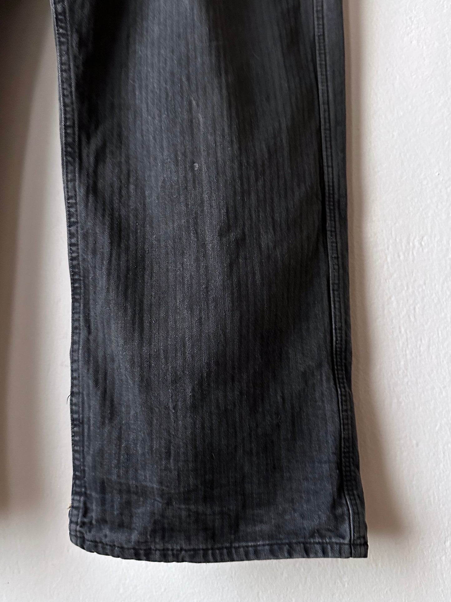 Black 黒 1980's East German work trousers 東ドイツ ワークパンツ 80年代 ヘリンボーン Vintage ヴィンテージ Toto Praha Antique shop Vintage clothing store Prague 古着屋 アンティークショップ ユーロ古着 ヨーロッパ古着 古着卸