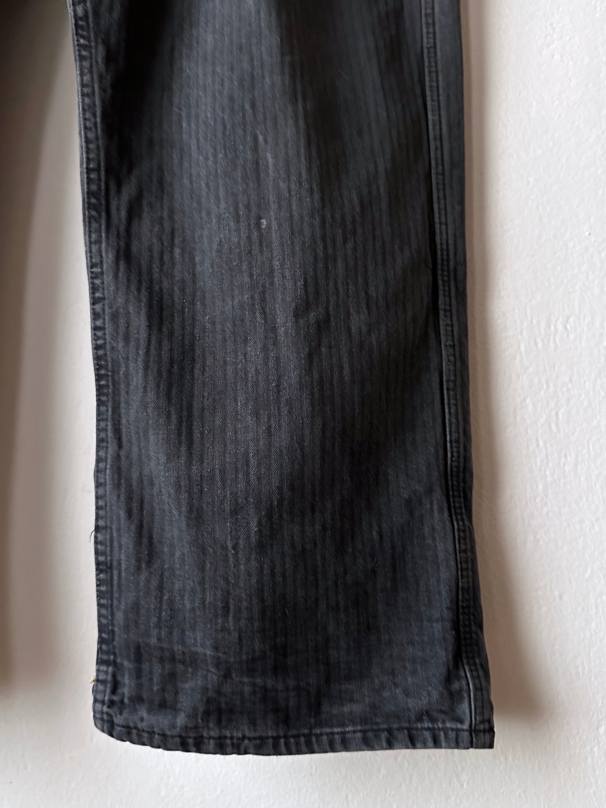 Black 黒 1980's East German work trousers 東ドイツ ワークパンツ 80年代 ヘリンボーン Vintage ヴィンテージ Toto Praha Antique shop Vintage clothing store Prague 古着屋 アンティークショップ ユーロ古着 ヨーロッパ古着 古着卸