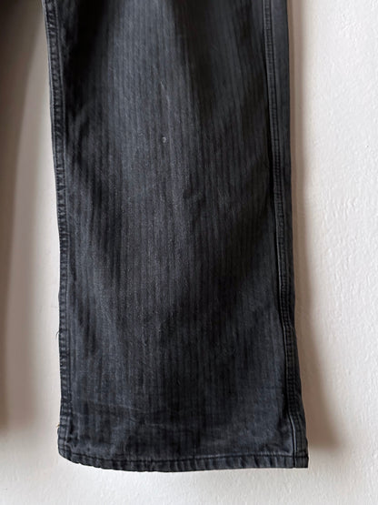 Black 黒 1980's East German work trousers 東ドイツ ワークパンツ 80年代 ヘリンボーン Vintage ヴィンテージ Toto Praha Antique shop Vintage clothing store Prague 古着屋 アンティークショップ ユーロ古着 ヨーロッパ古着 古着卸