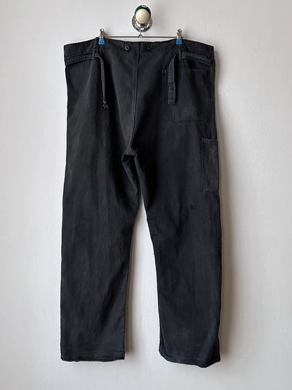 Black 黒 1980's East German work trousers 東ドイツ ワークパンツ 80年代 ヘリンボーン Vintage ヴィンテージ Toto Praha Antique shop Vintage clothing store Prague 古着屋 アンティークショップ ユーロ古着 ヨーロッパ古着 古着卸