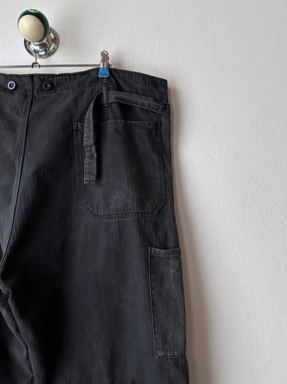 Black 黒 1980's East German work trousers 東ドイツ ワークパンツ 80年代 ヘリンボーン Vintage ヴィンテージ Toto Praha Antique shop Vintage clothing store Prague 古着屋 アンティークショップ ユーロ古着 ヨーロッパ古着 古着卸