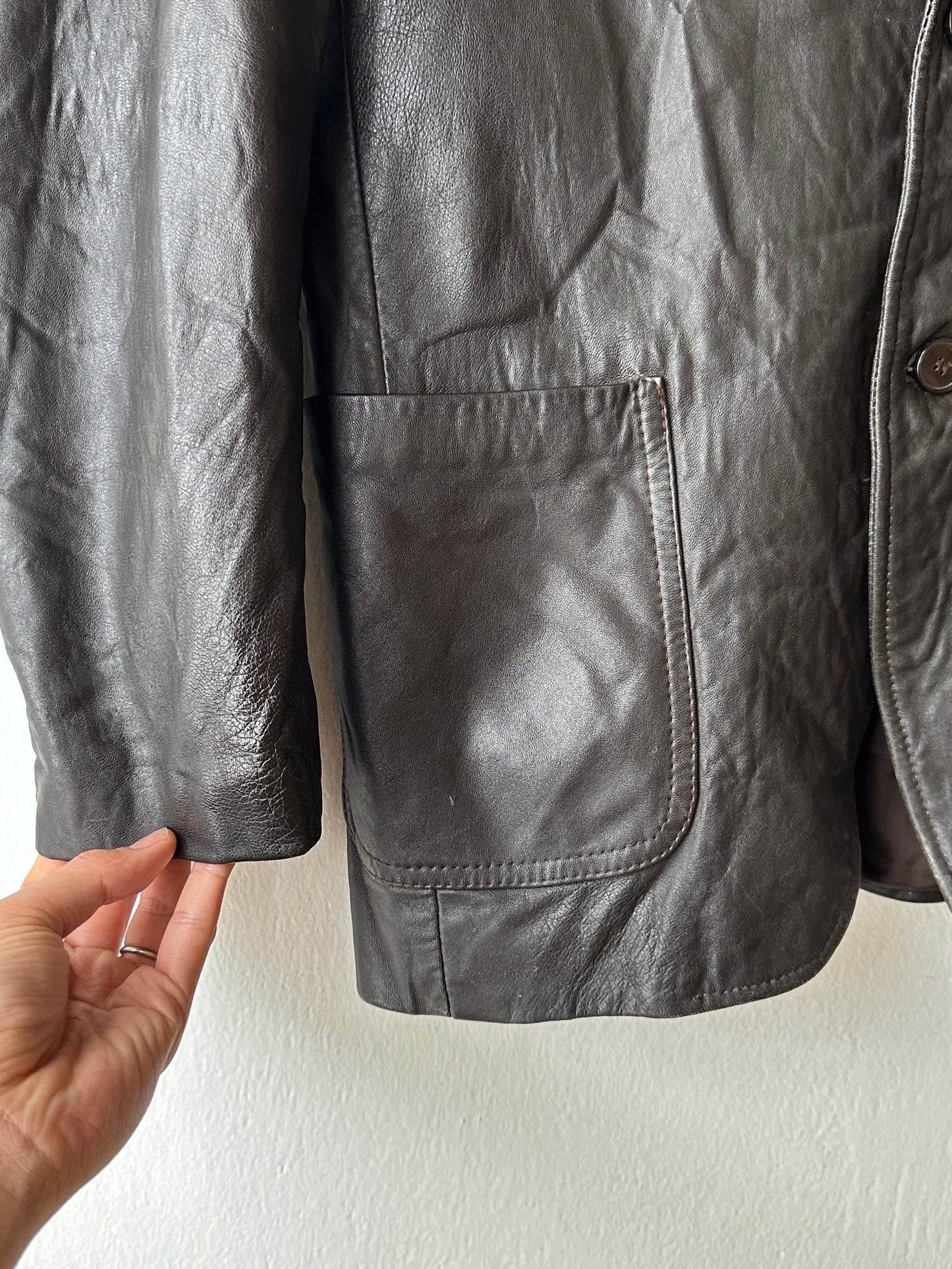 Late 1970s Italy Leather tailored jacket
