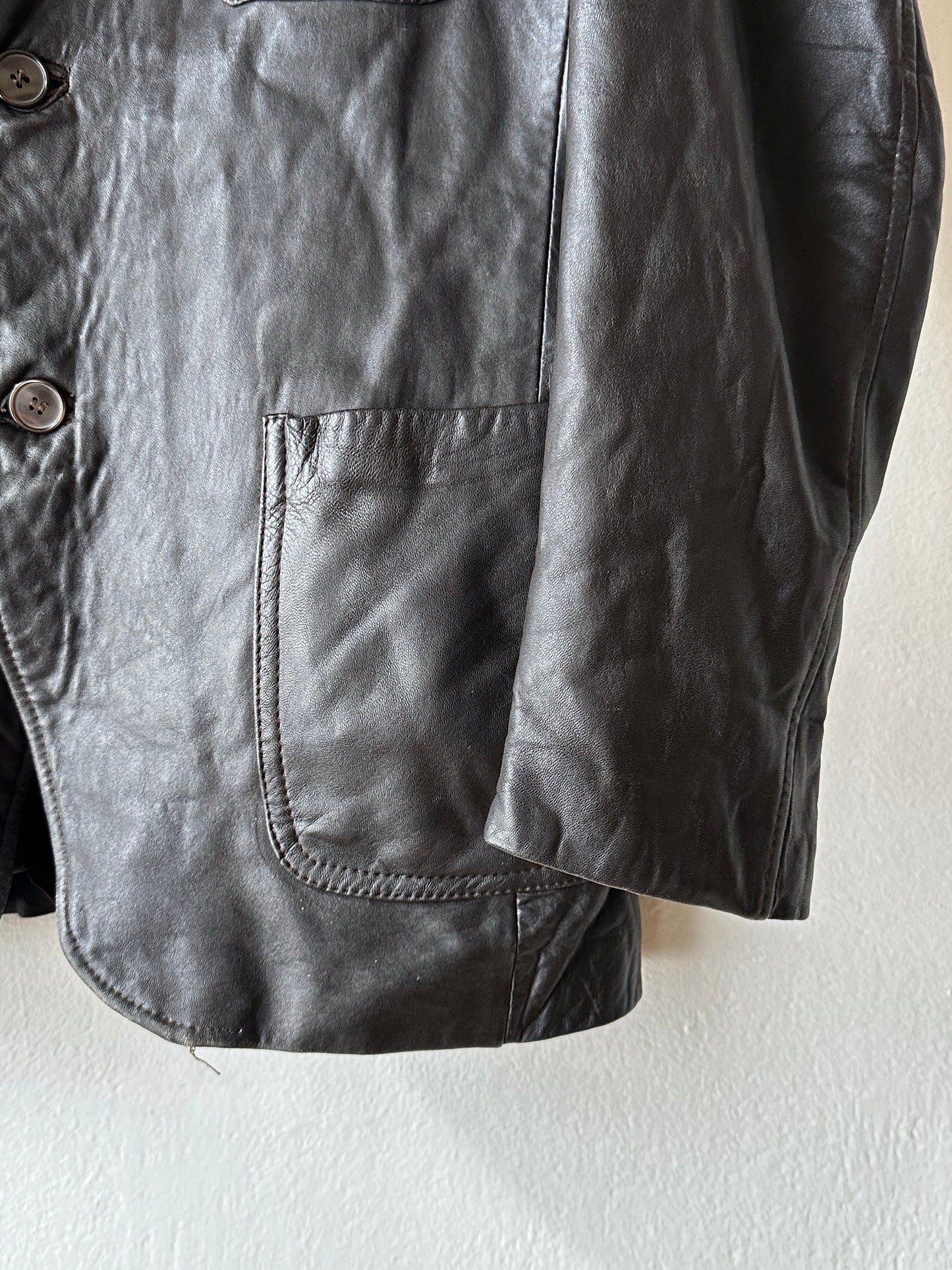 Late 1970s Italy Leather tailored jacket