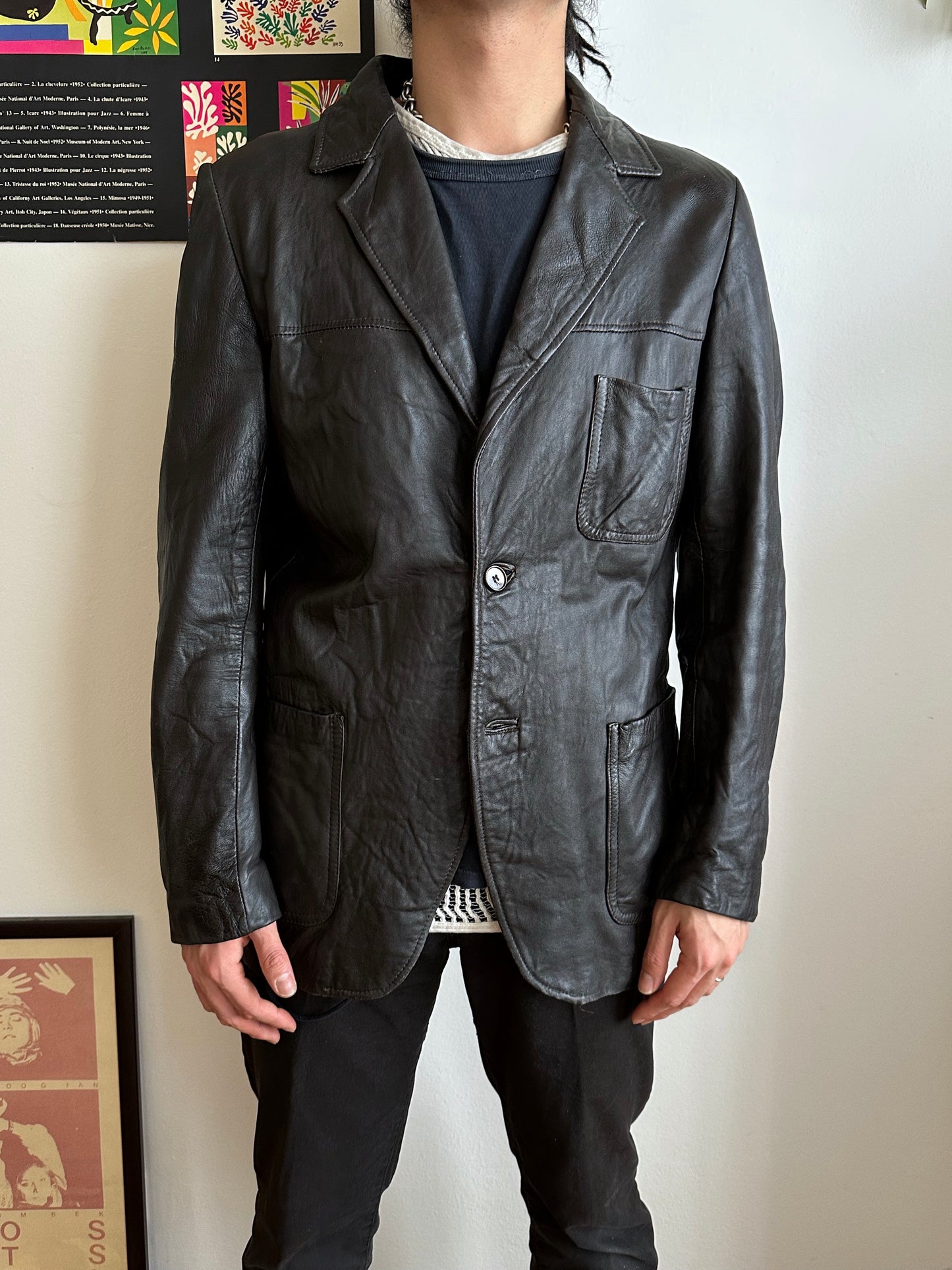 Late 1970s Italy Leather tailored jacket