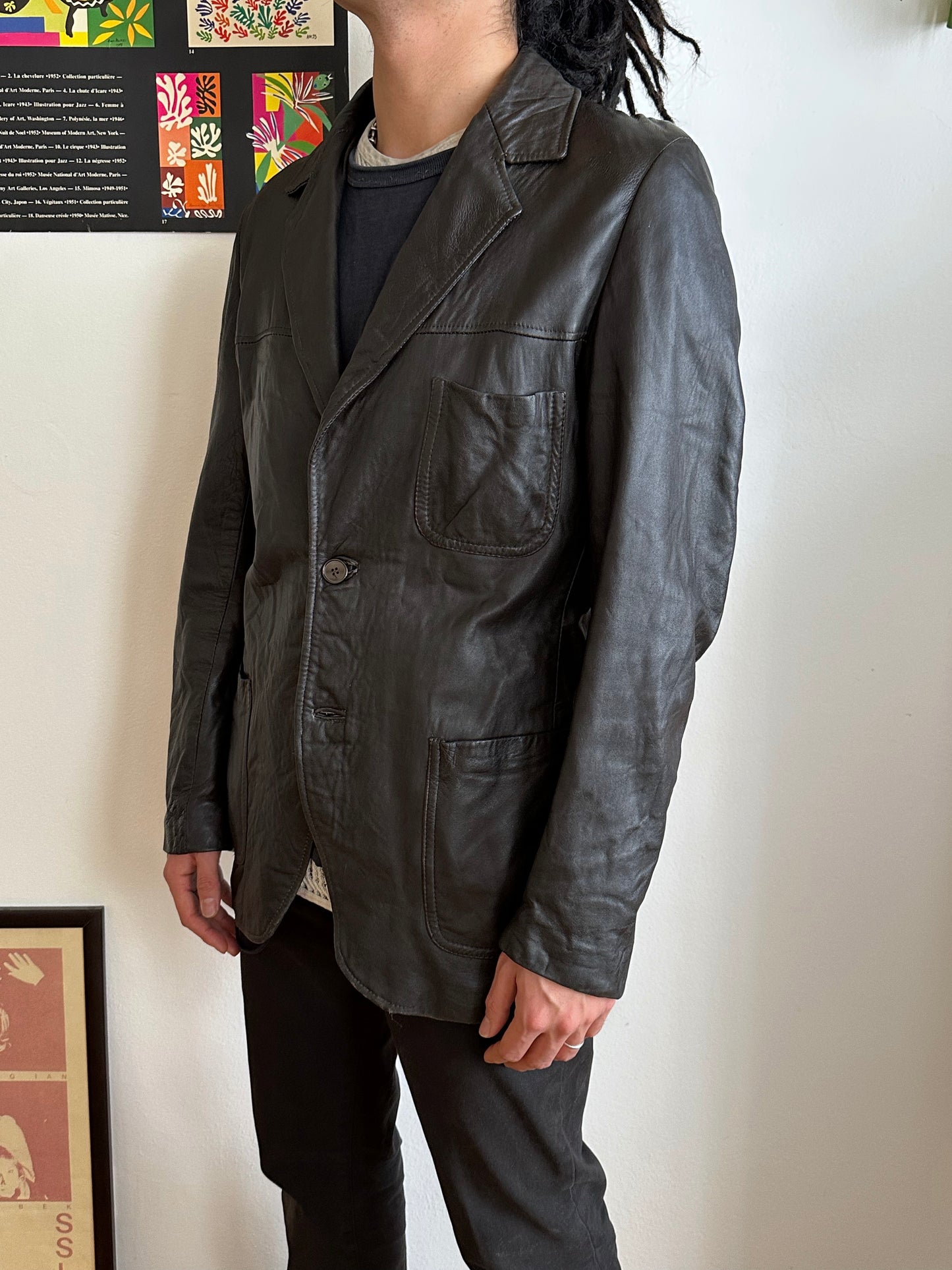 Late 1970s Italy Leather tailored jacket