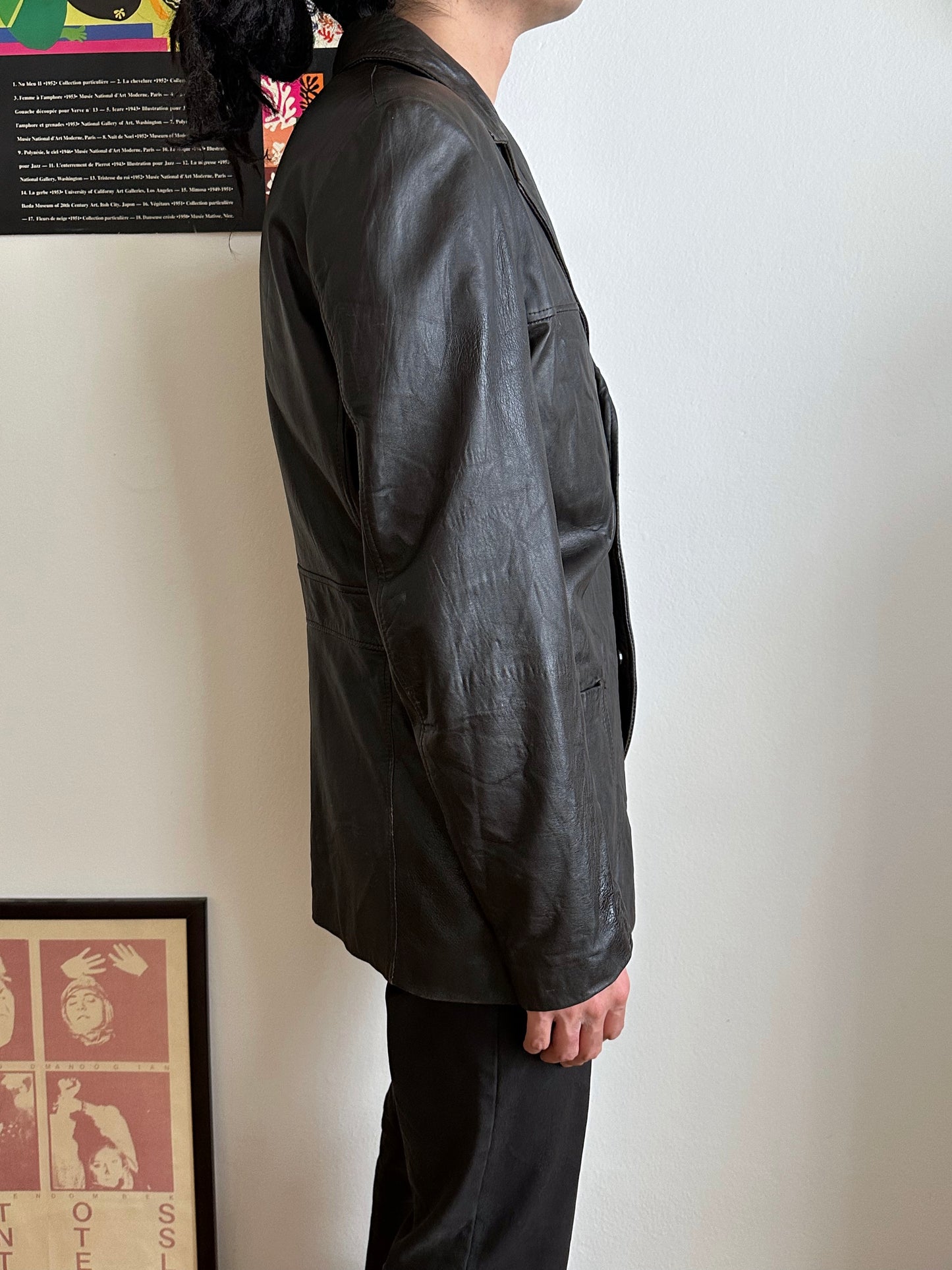 Late 1970s Italy Leather tailored jacket