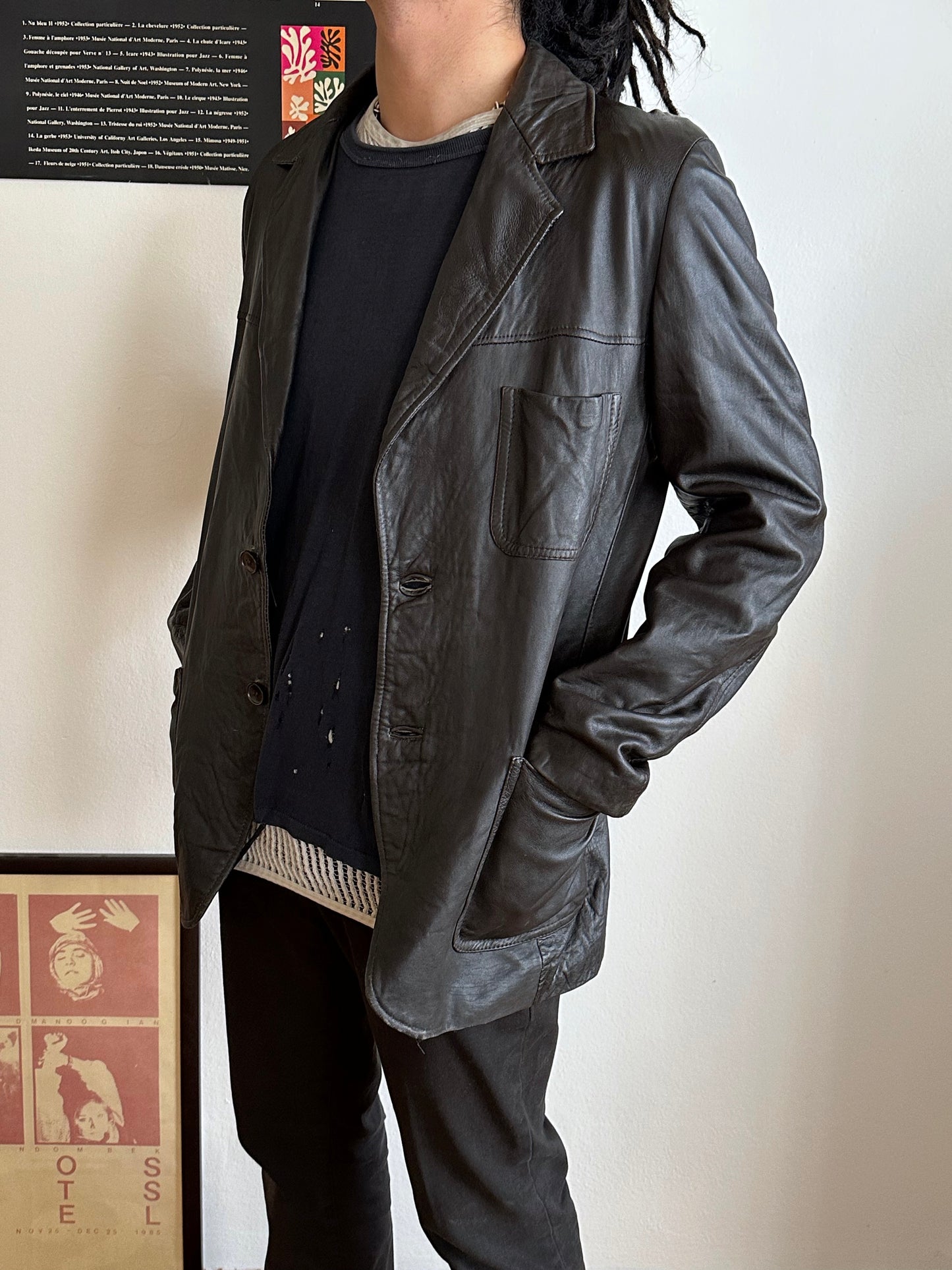 Late 1970s Italy Leather tailored jacket