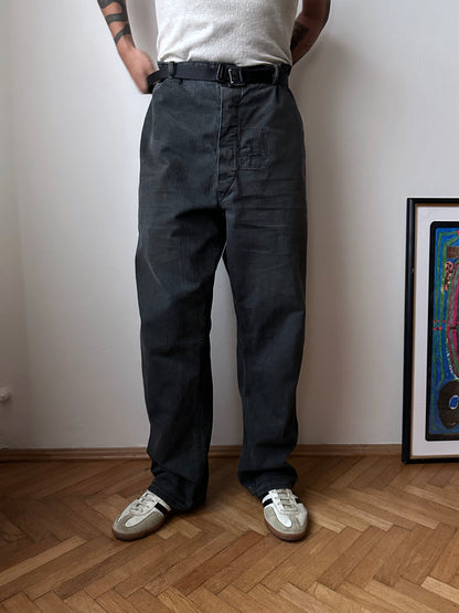 Black 黒 1980's East German work trousers 東ドイツ ワークパンツ 80年代 ヘリンボーン Vintage ヴィンテージ Toto Praha Antique shop Vintage clothing store Prague 古着屋 アンティークショップ ユーロ古着 ヨーロッパ古着 古着卸