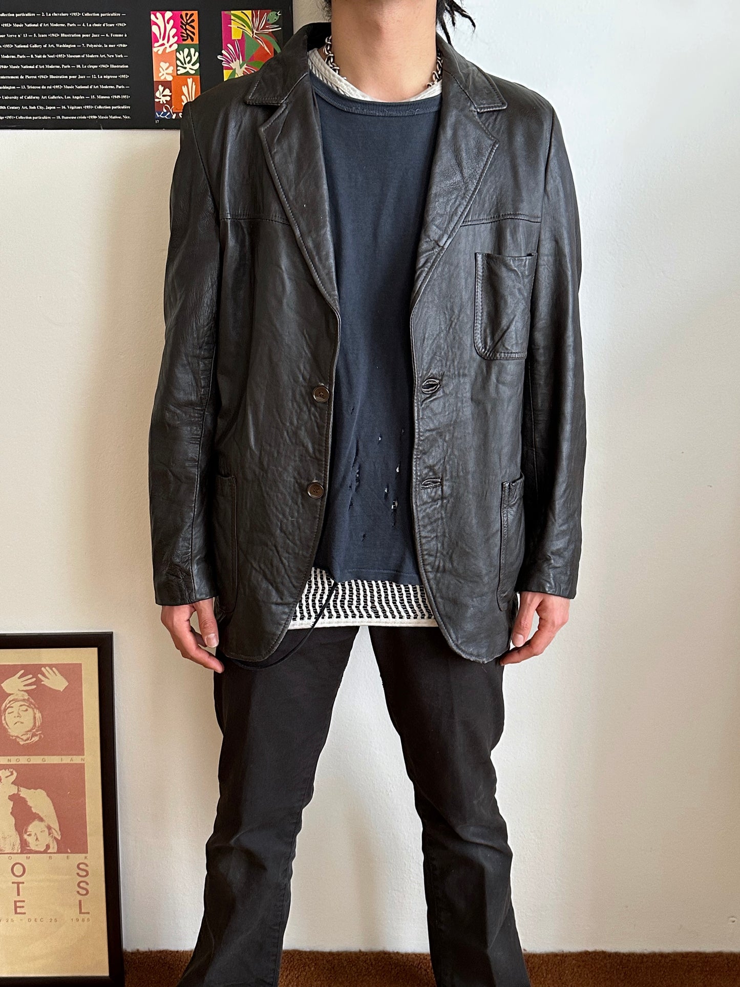 Late 1970s Italy Leather tailored jacket