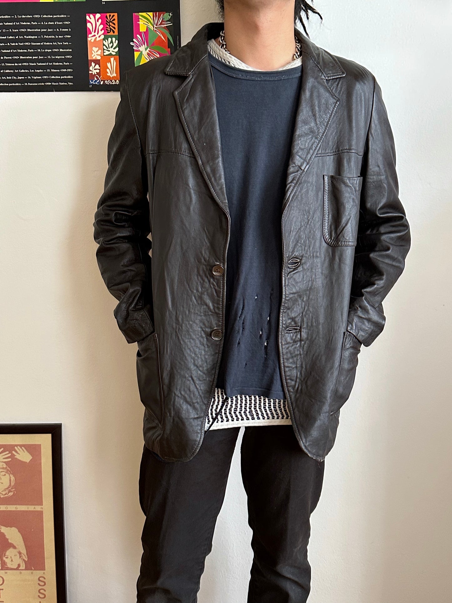 Late 1970s Italy Leather tailored jacket