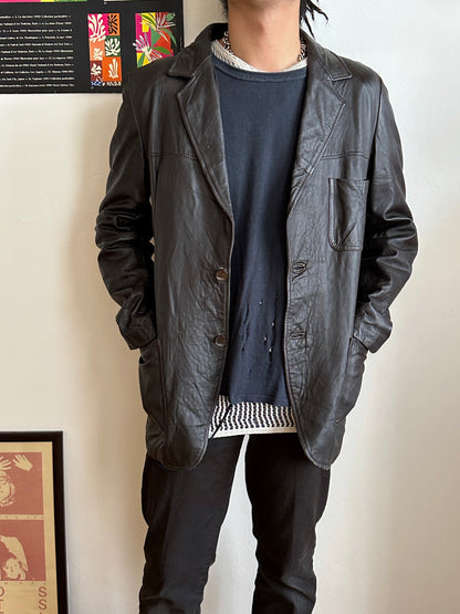 Late 1970s Italy Leather tailored jacket