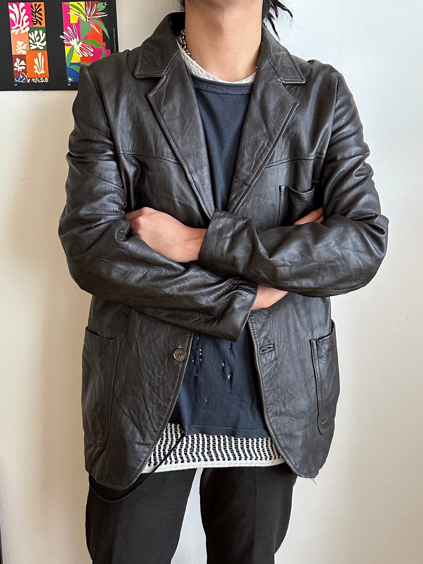 Late 1970s Italy Leather tailored jacket