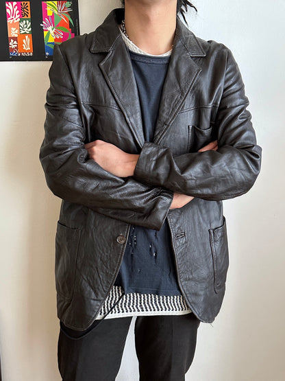 Late 1970s Italy Leather tailored jacket