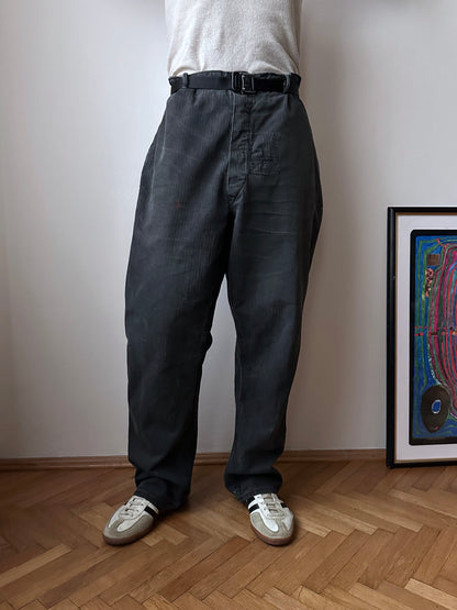 Black 黒 1980's East German work trousers 東ドイツ ワークパンツ 80年代 ヘリンボーン Vintage ヴィンテージ Toto Praha Antique shop Vintage clothing store Prague 古着屋 アンティークショップ ユーロ古着 ヨーロッパ古着 古着卸