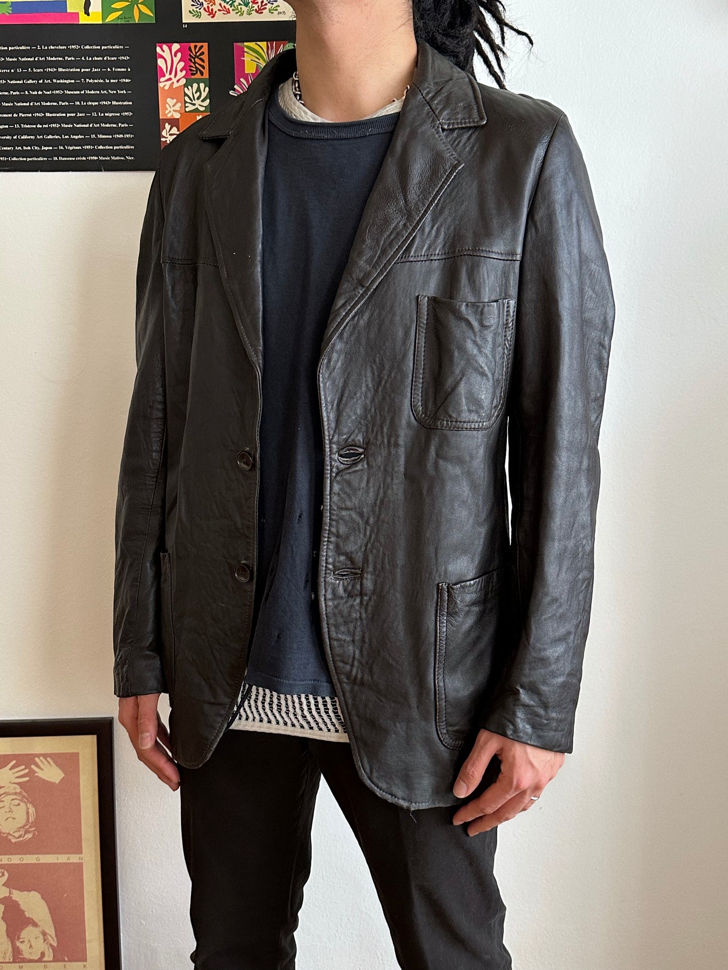 Late 1970s Italy Leather tailored jacket