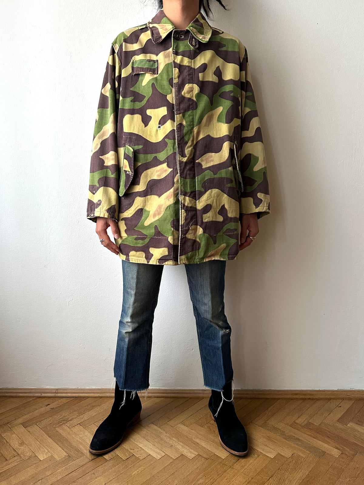 1960s Czechoslovak Army Salamander Camo Parka 60年代 サラマンダー チェコスロバキア 迷彩 Toto Praha Vintage clothing shop Antique shop 古着屋 プラハ Showroom appointment Prague ユーロ古着 ヨーロッパ古着 古着卸 ヴィンテージ