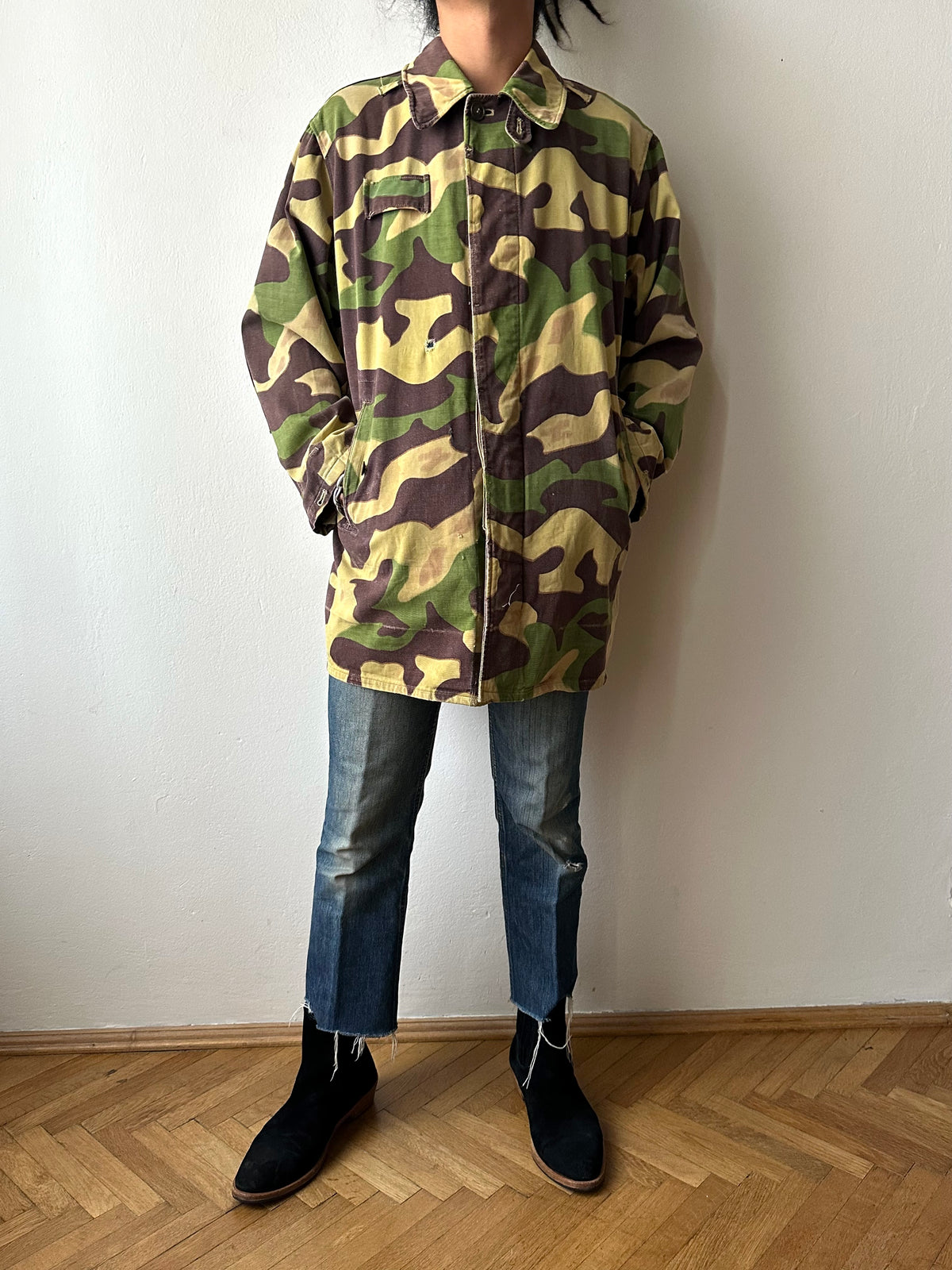 1960s Czechoslovak Army Salamander Camo Parka 60年代 サラマンダー チェコスロバキア 迷彩 Toto Praha Vintage clothing shop Antique shop 古着屋 プラハ Showroom appointment Prague ユーロ古着 ヨーロッパ古着 古着卸 ヴィンテージ
