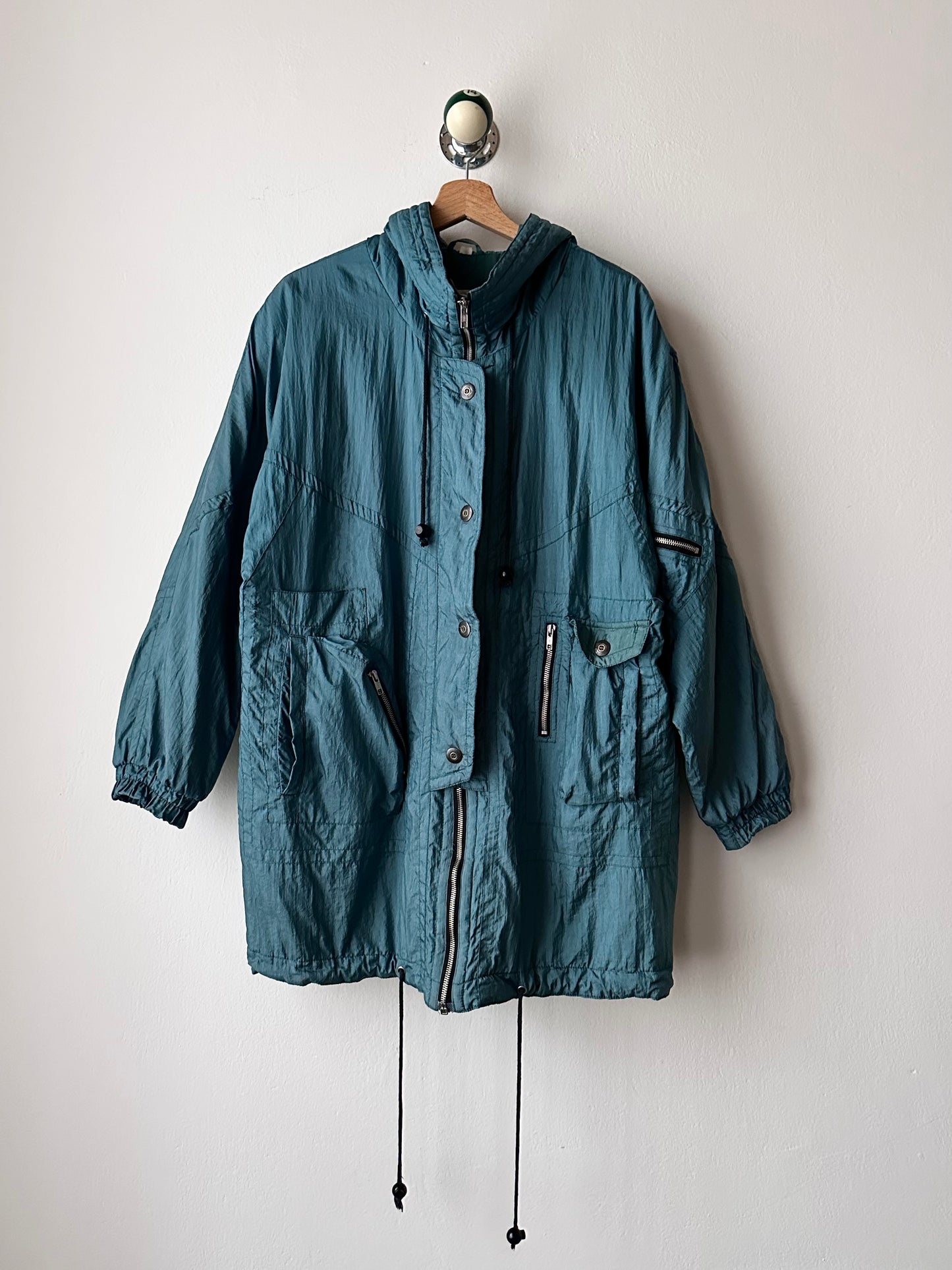 nylon puffer jacket with convertible hood