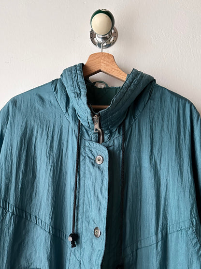 nylon puffer jacket with convertible hood