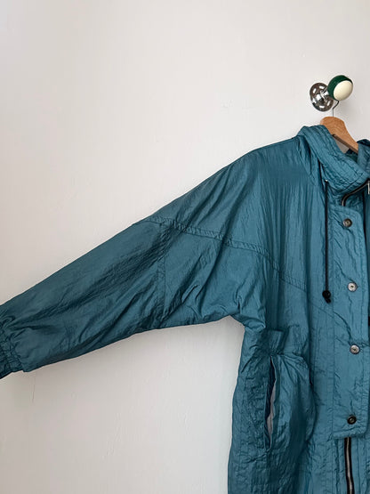 nylon puffer jacket with convertible hood