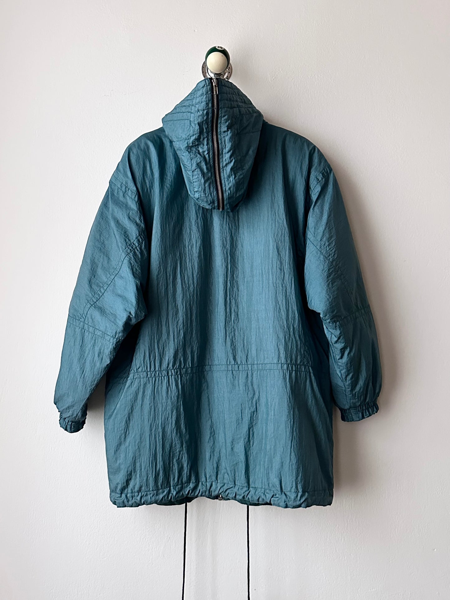 nylon puffer jacket with convertible hood