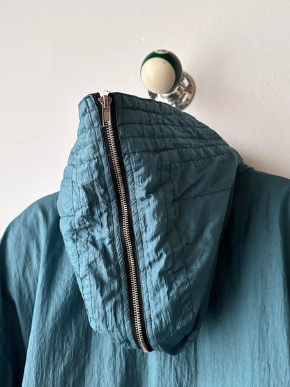 nylon puffer jacket with convertible hood