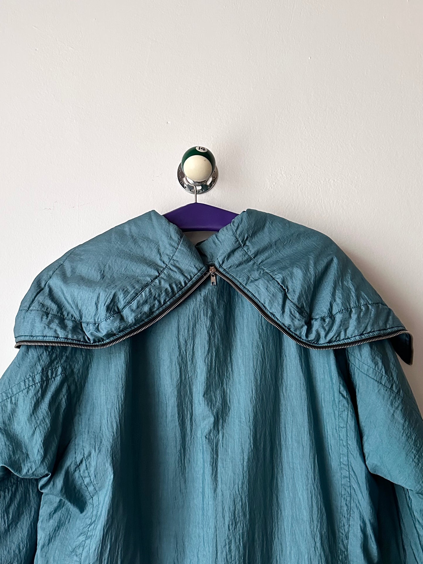 nylon puffer jacket with convertible hood