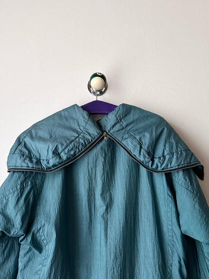 nylon puffer jacket with convertible hood